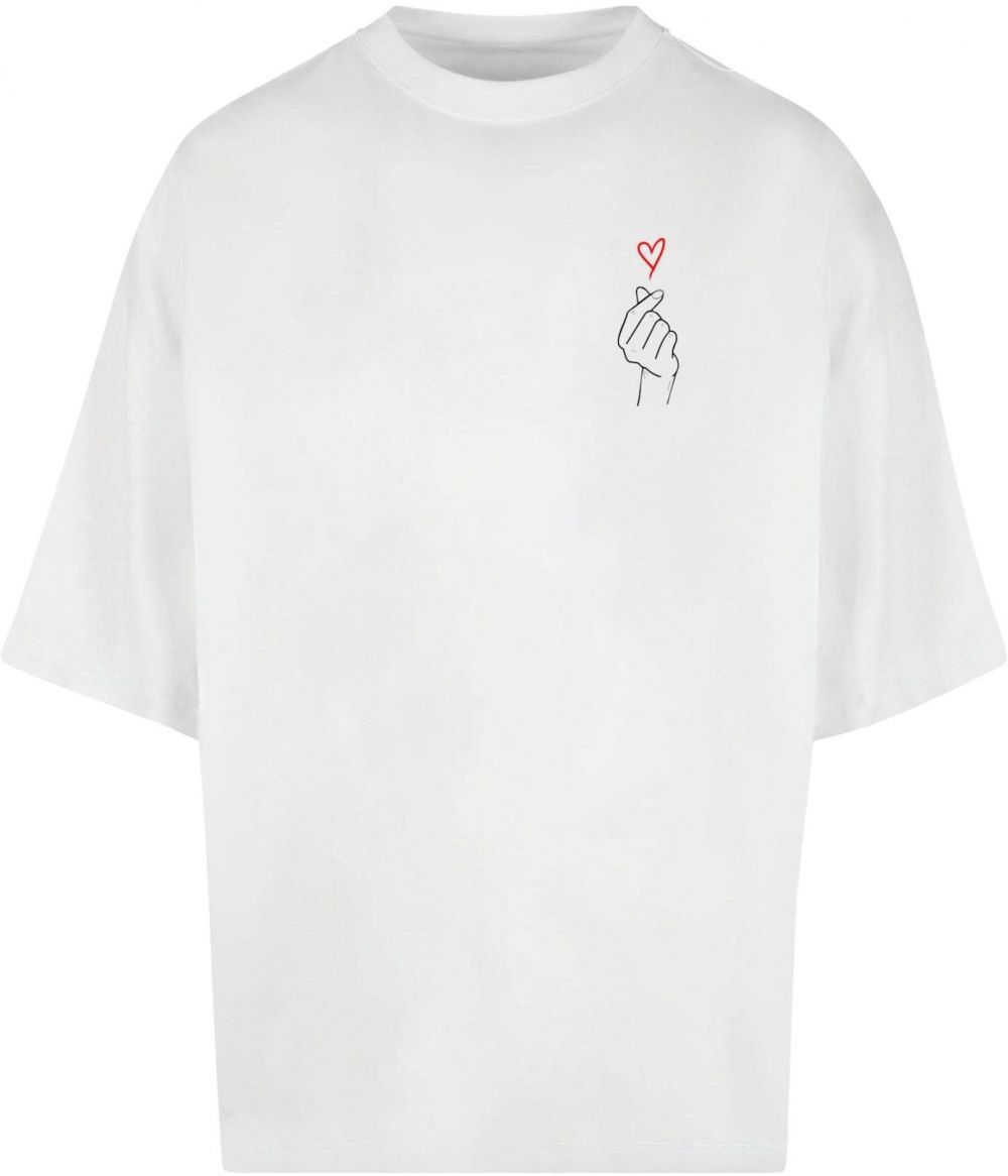Merchcode Tričko 'K Heart'  krvavo červená / čierna / biela