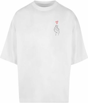 Merchcode Tričko 'K Heart'  krvavo červená / čierna / biela
