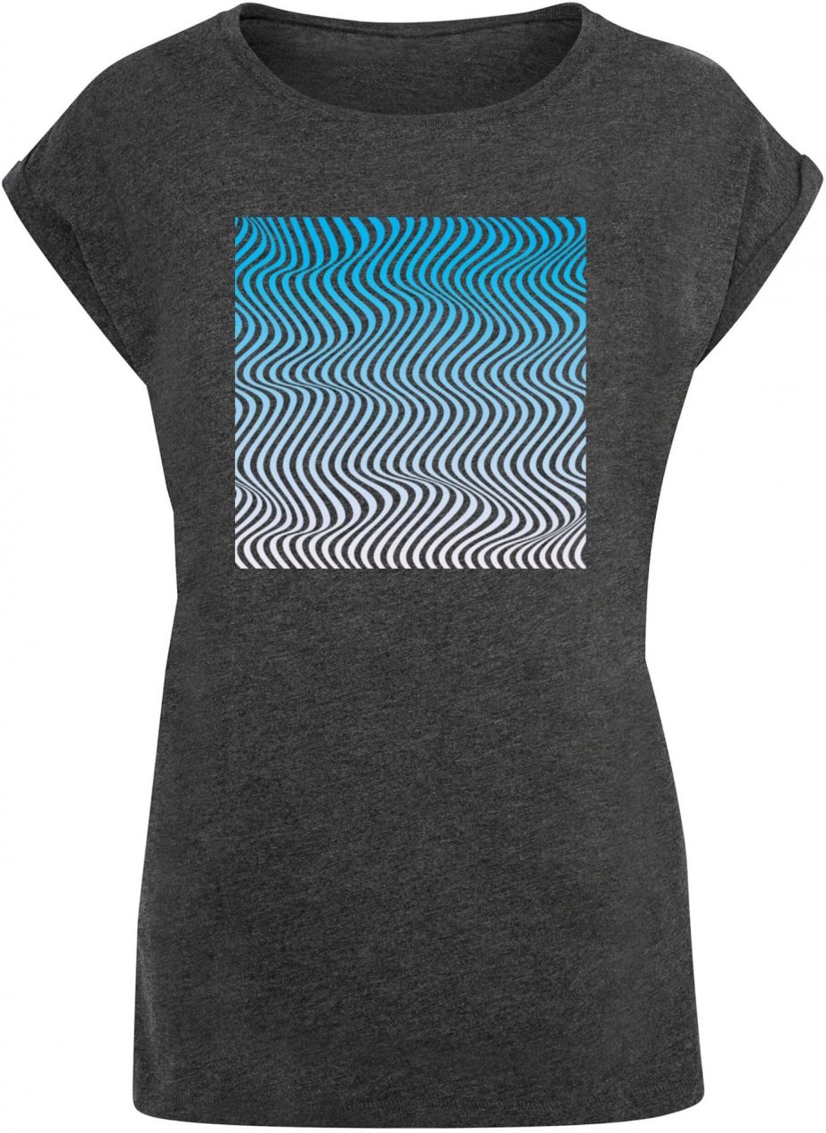 Merchcode Tričko 'Summer - Wavy'  azúrová / antracitová / biela