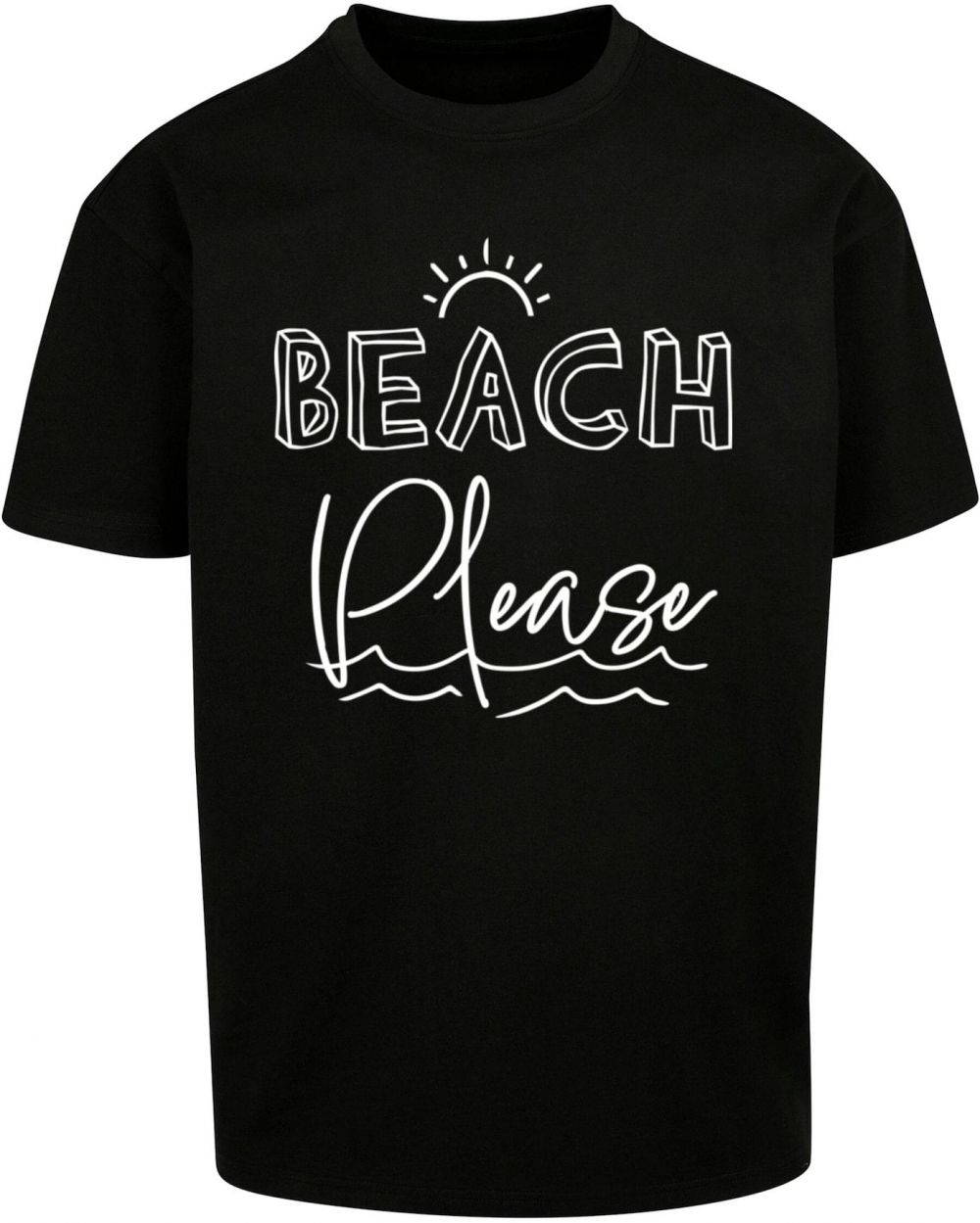 Merchcode Tričko 'Beach Please'  čierna / biela