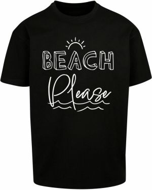 Merchcode Tričko 'Beach Please'  čierna / biela