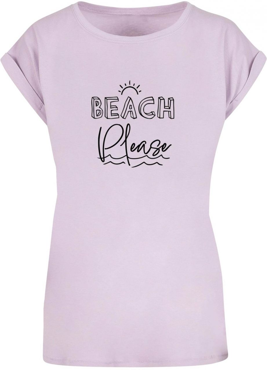 Merchcode Tričko 'Beach Please'  levanduľová / čierna