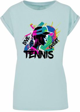 Merchcode Tričko 'Tennis Love, Sweat'  tyrkysová / nefritová / neónovo ružová / čierna