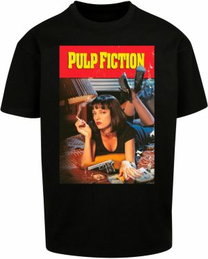 Merchcode Tričko 'Pulp Fiction Poster'  béžová / žltá / karmínovo červená / čierna
