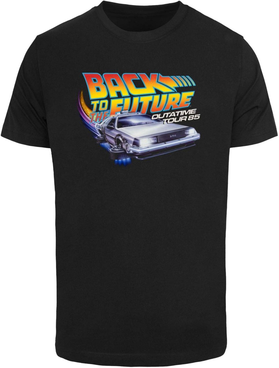 Merchcode Tričko 'Outatime 85'  azúrová / pastelovo fialová / oranžová / čierna
