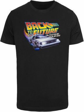 Merchcode Tričko 'Outatime 85'  azúrová / pastelovo fialová / oranžová / čierna