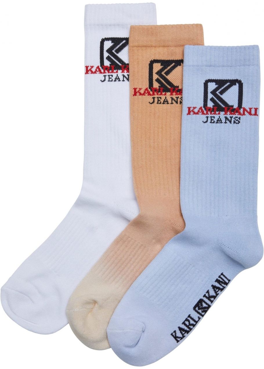 Karl Kani Ponožky 'KA242-005-1 KKJ'  béžová / modrá / krvavo červená / čierna / biela