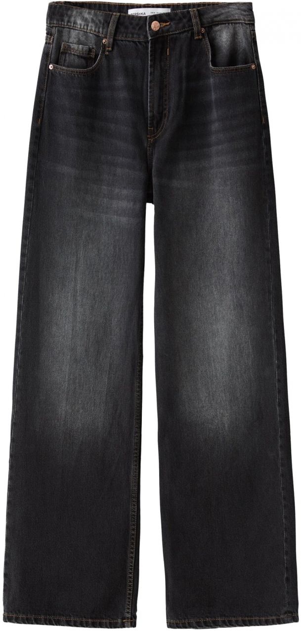 Bershka Džínsy  čierny denim
