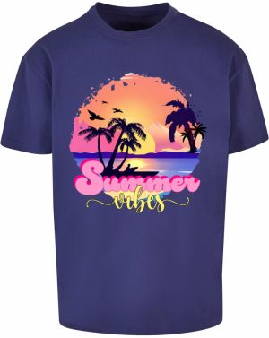 Merchcode Tričko 'Summer Vibes Sunset'  indigo / žltá / oranžová / ružová