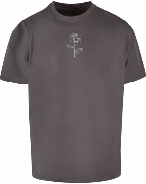 Merchcode Tričko 'Rose'  tmavosivá / biela