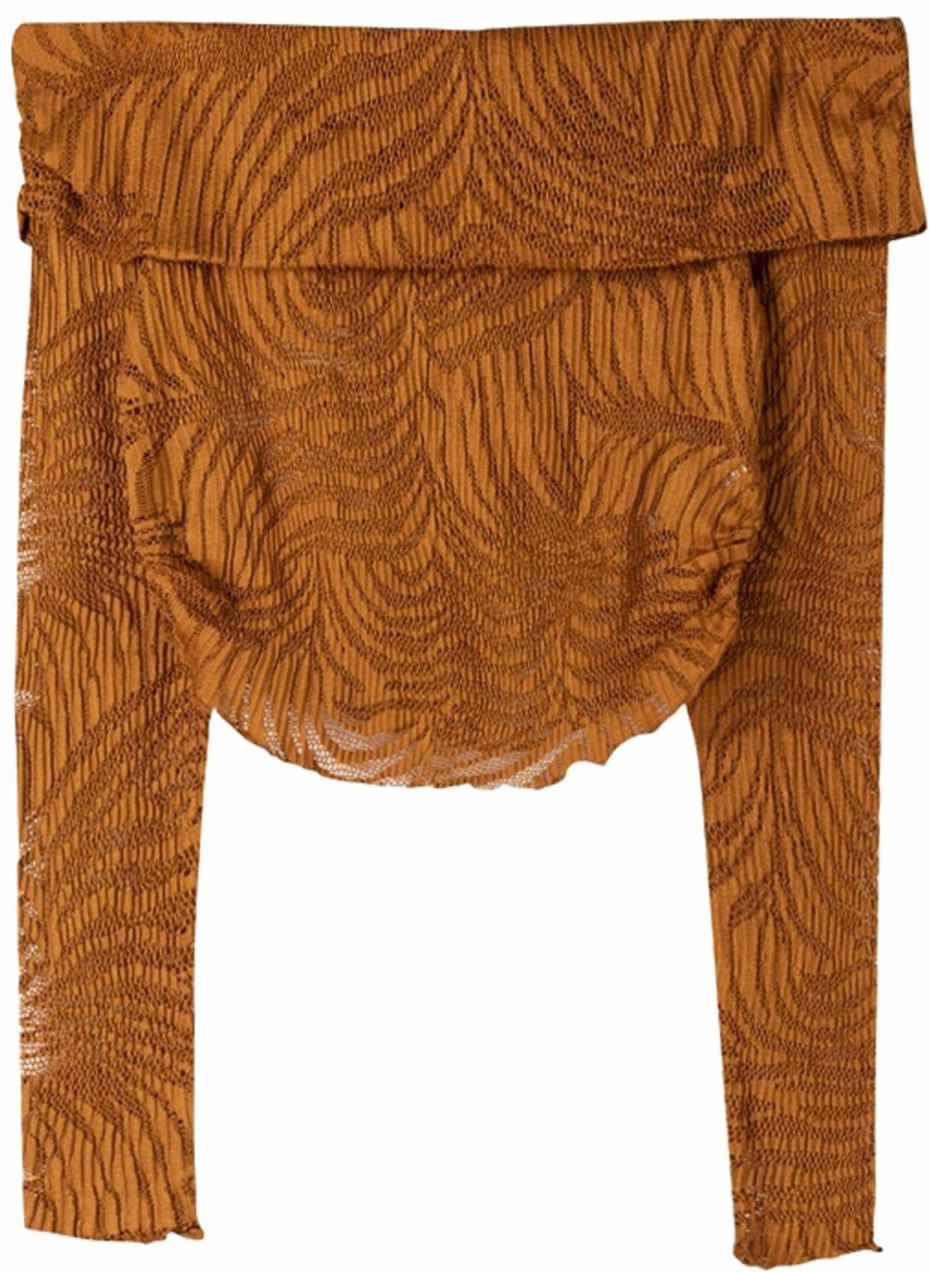 Bershka Tričko  hnedá / koňaková