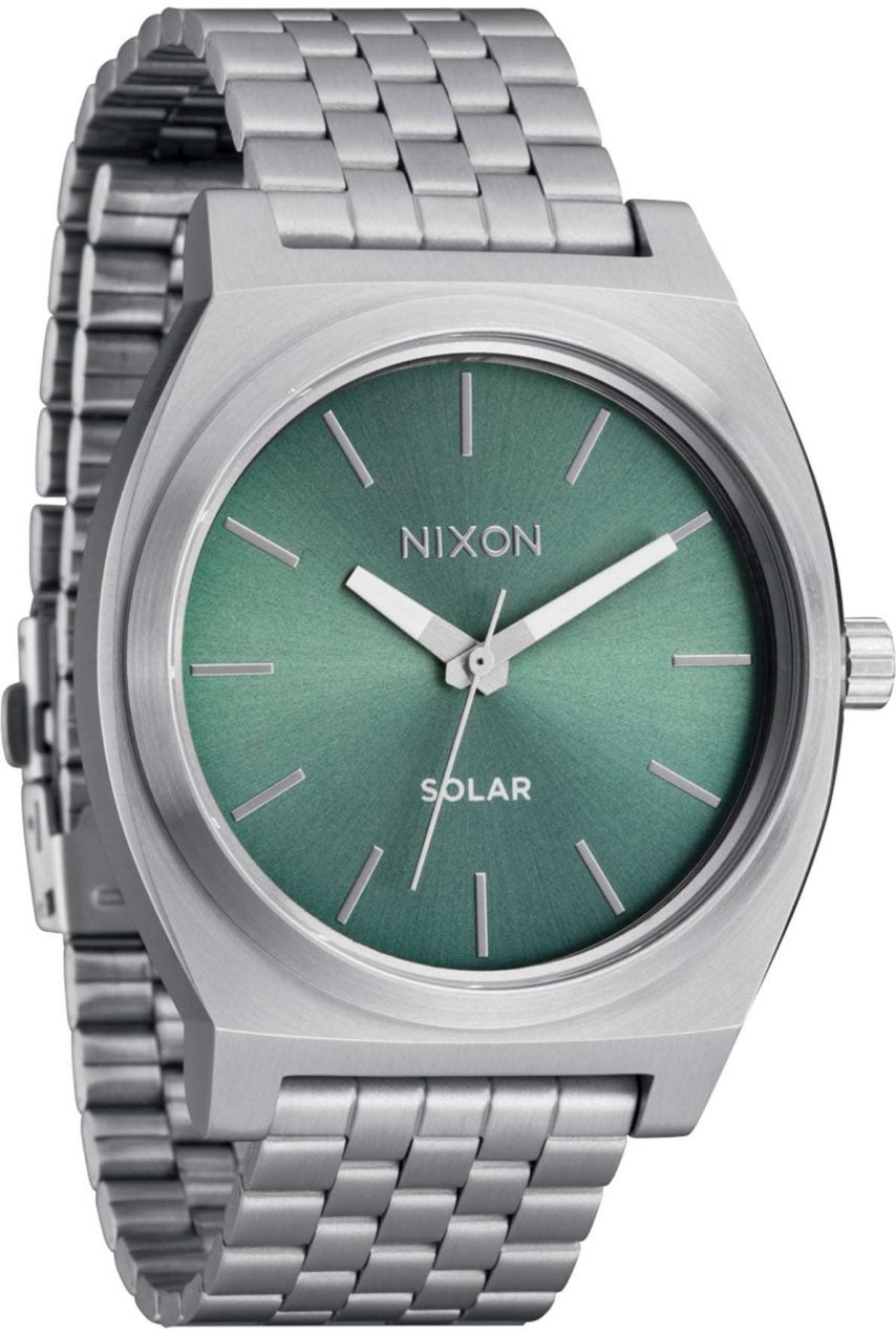 Nixon Analógové hodinky 'Time Teller Solar'  smaragdová / strieborná