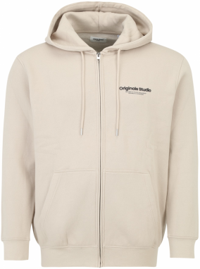Jack & Jones Plus Tepláková bunda 'JORVesterbro'  béžová / čierna