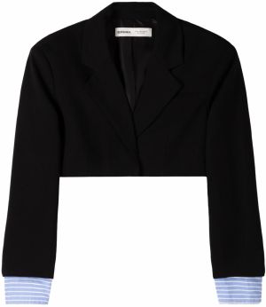 Bershka Blejzer  svetlomodrá / čierna / biela