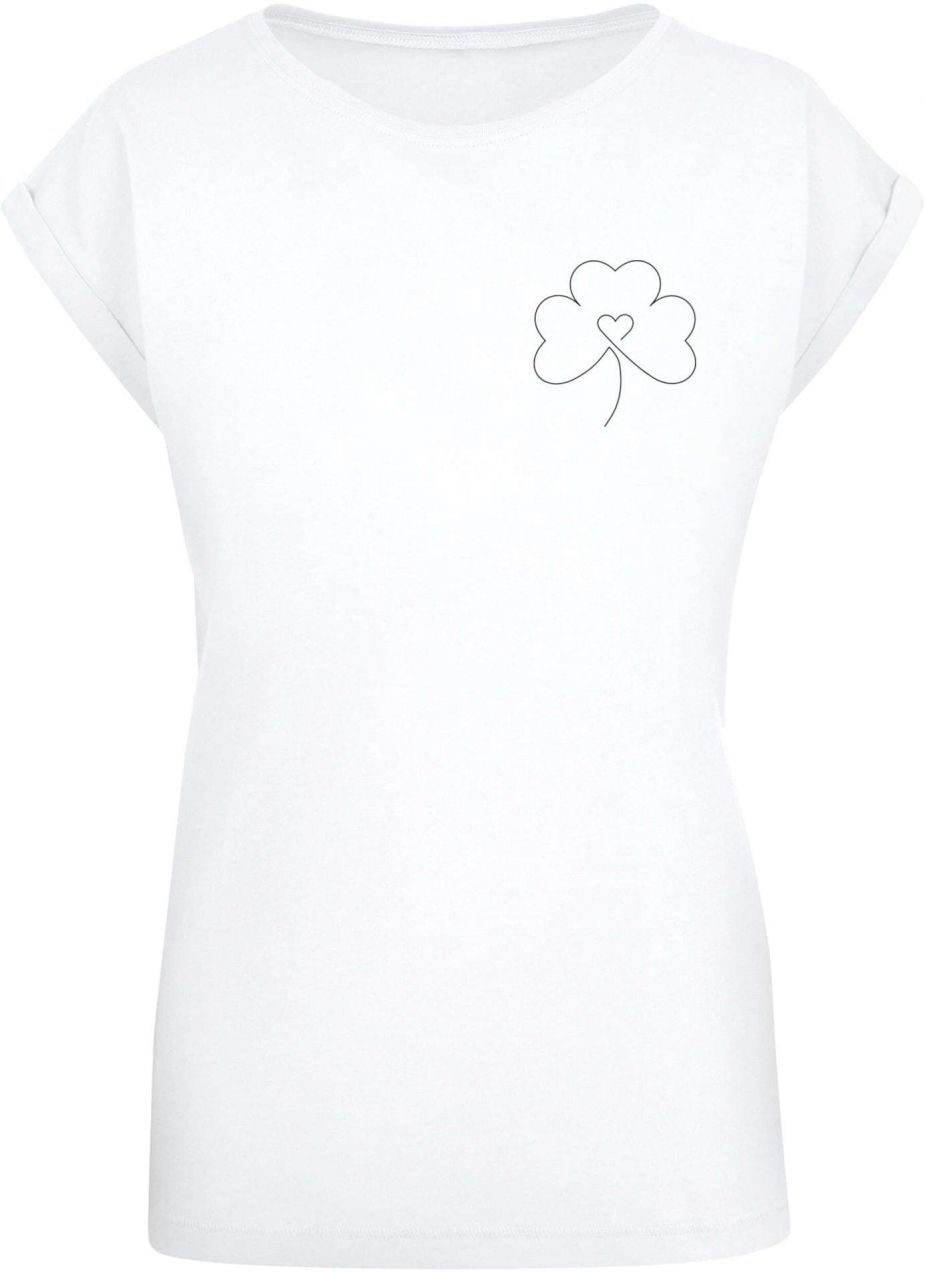 Merchcode Tričko 'Spring - Leaf Clover Flower'  čierna / biela