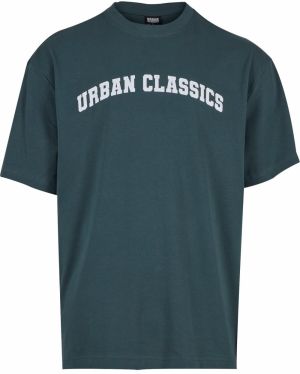 Urban Classics Tričko  tmavozelená / biela