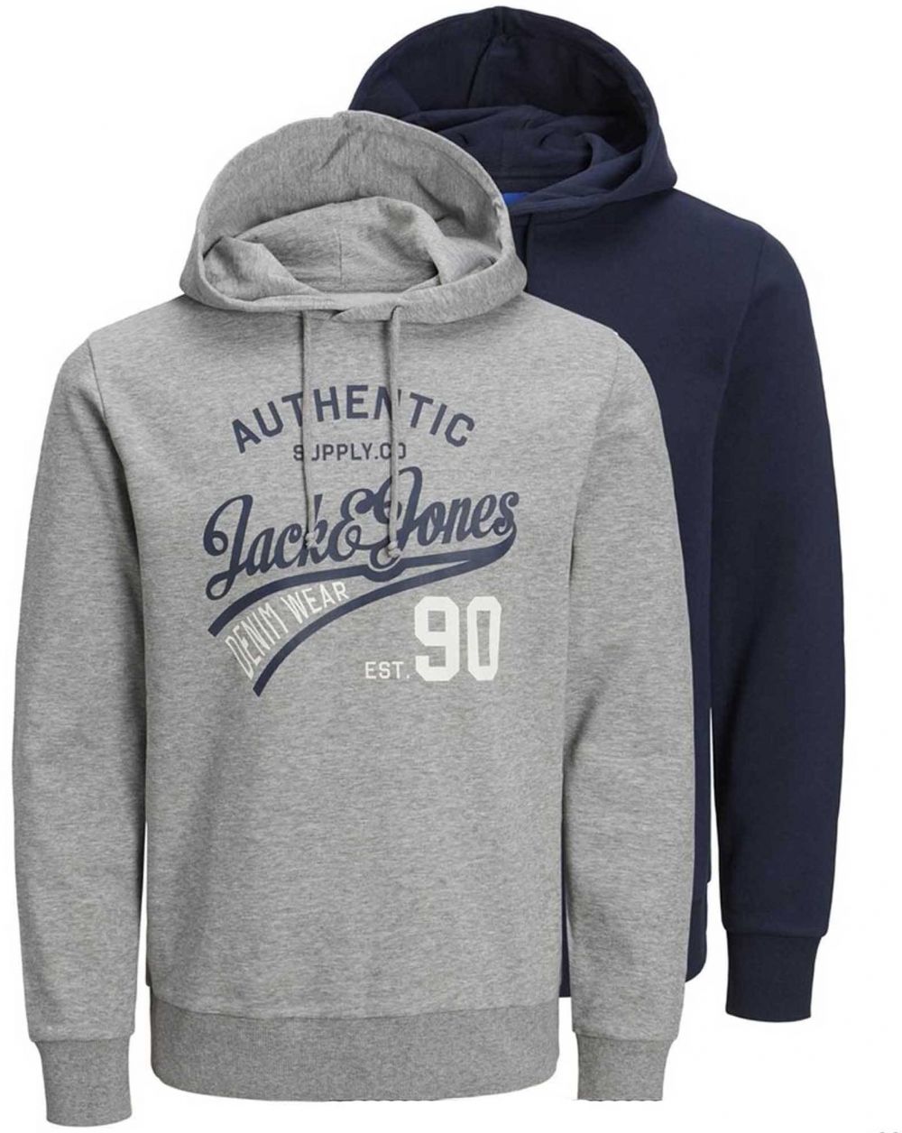 JACK & JONES Mikina 'JJEthan'  námornícka modrá / sivá melírovaná / červená / biela