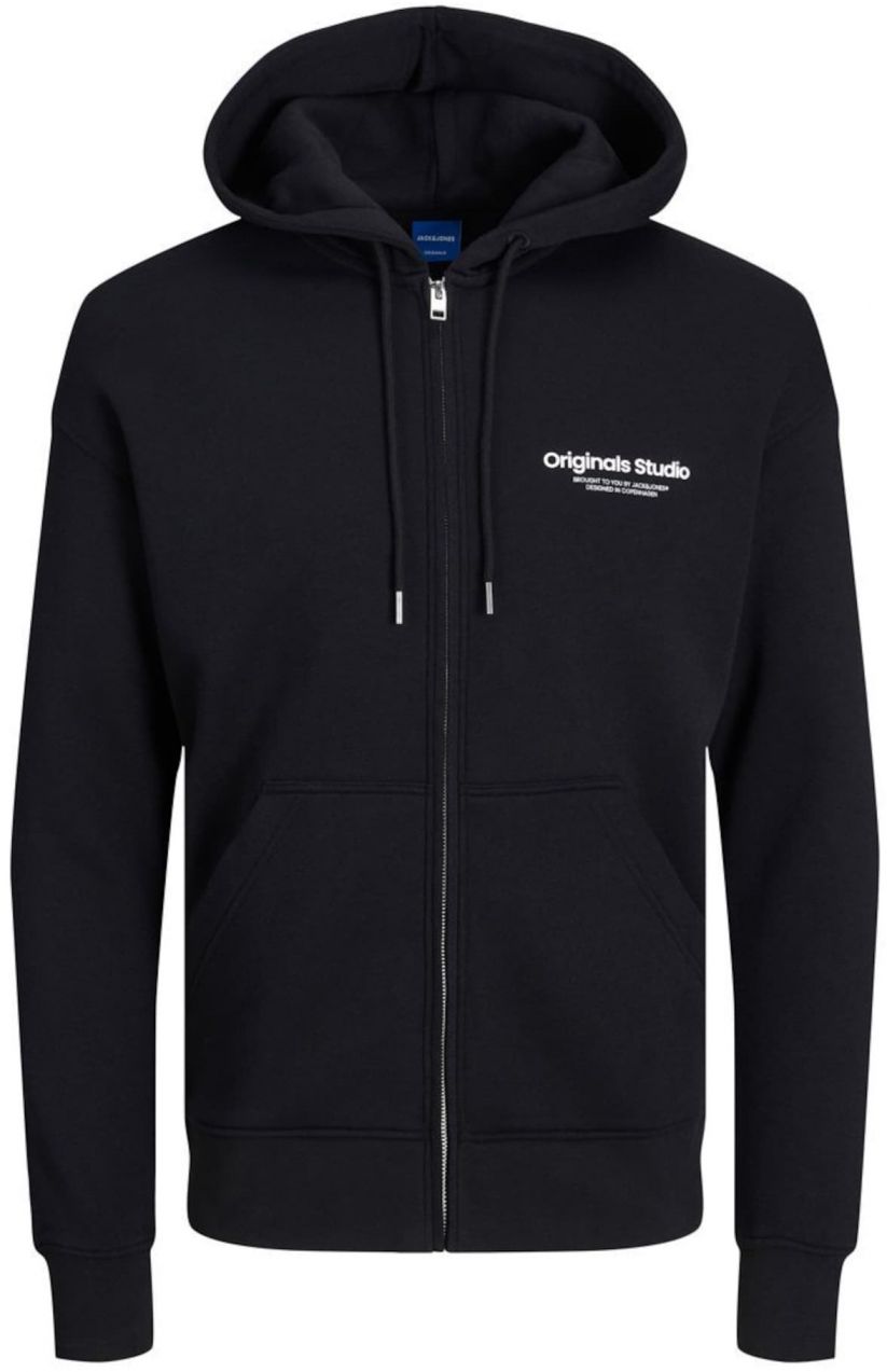JACK & JONES Tepláková bunda 'JJVesterbro'  čierna / biela