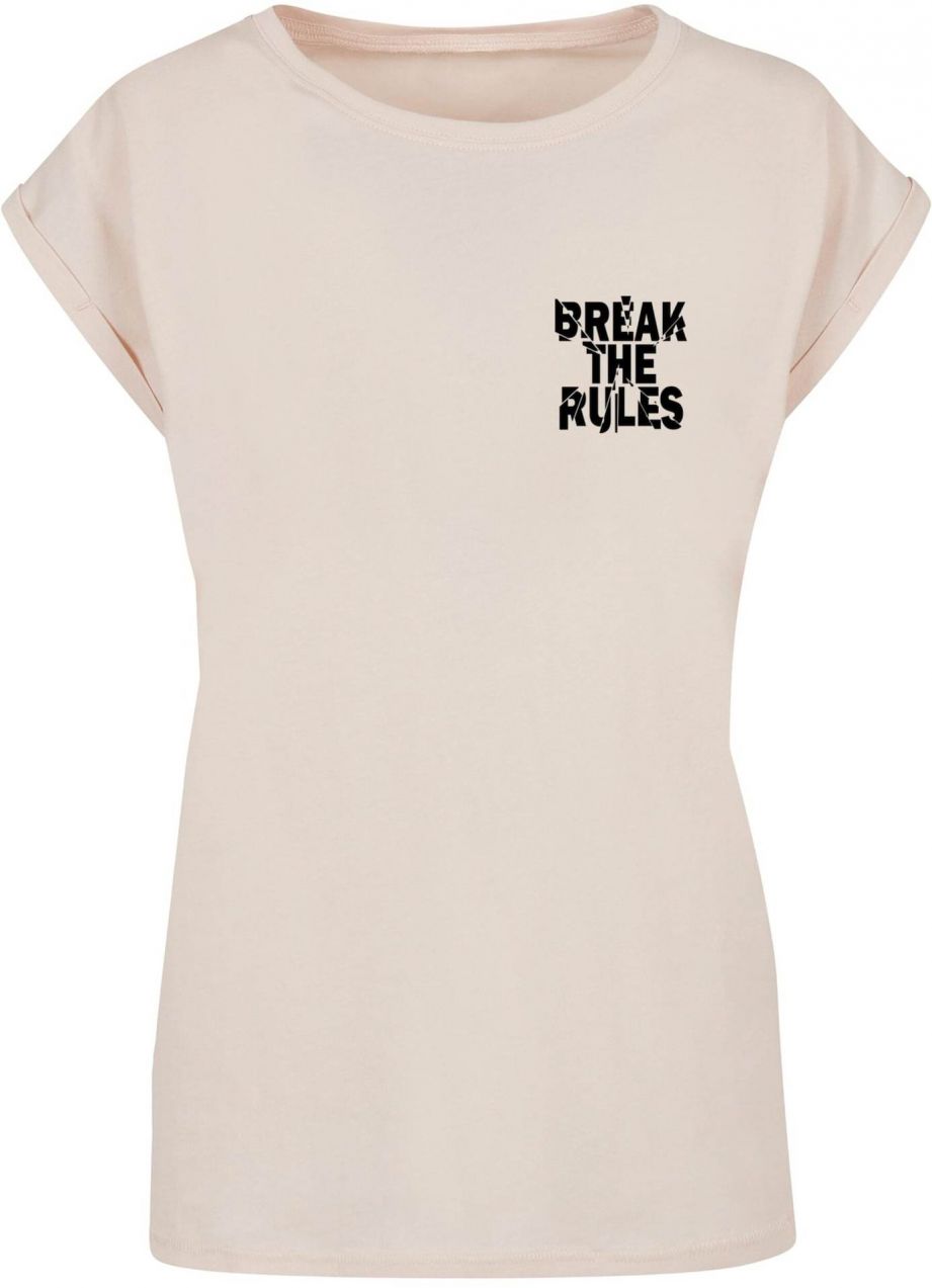Merchcode Tričko 'Break The Rules 2'  svetlobéžová / čierna