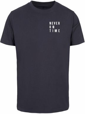Merchcode Tričko 'Never On Time'  modrá / námornícka modrá / biela