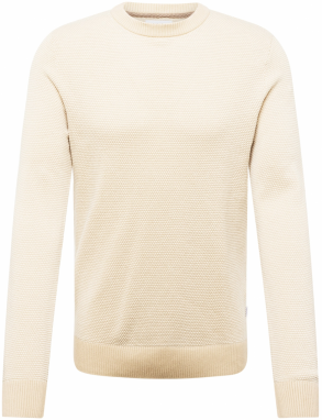 JACK & JONES Sveter 'JJEGlobe'  béžová / svetlobéžová / biela