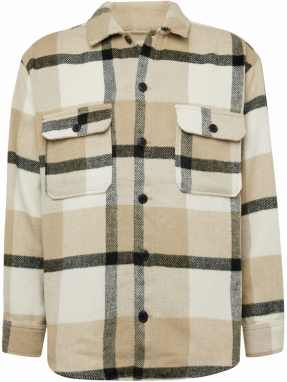 JACK & JONES Košeľa 'JEBRADLEY OLLIE'  krémová / tmavobéžová / čierna