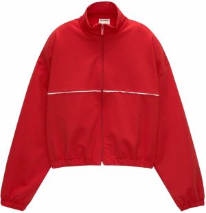 Pull&Bear Tepláková bunda  červená / biela