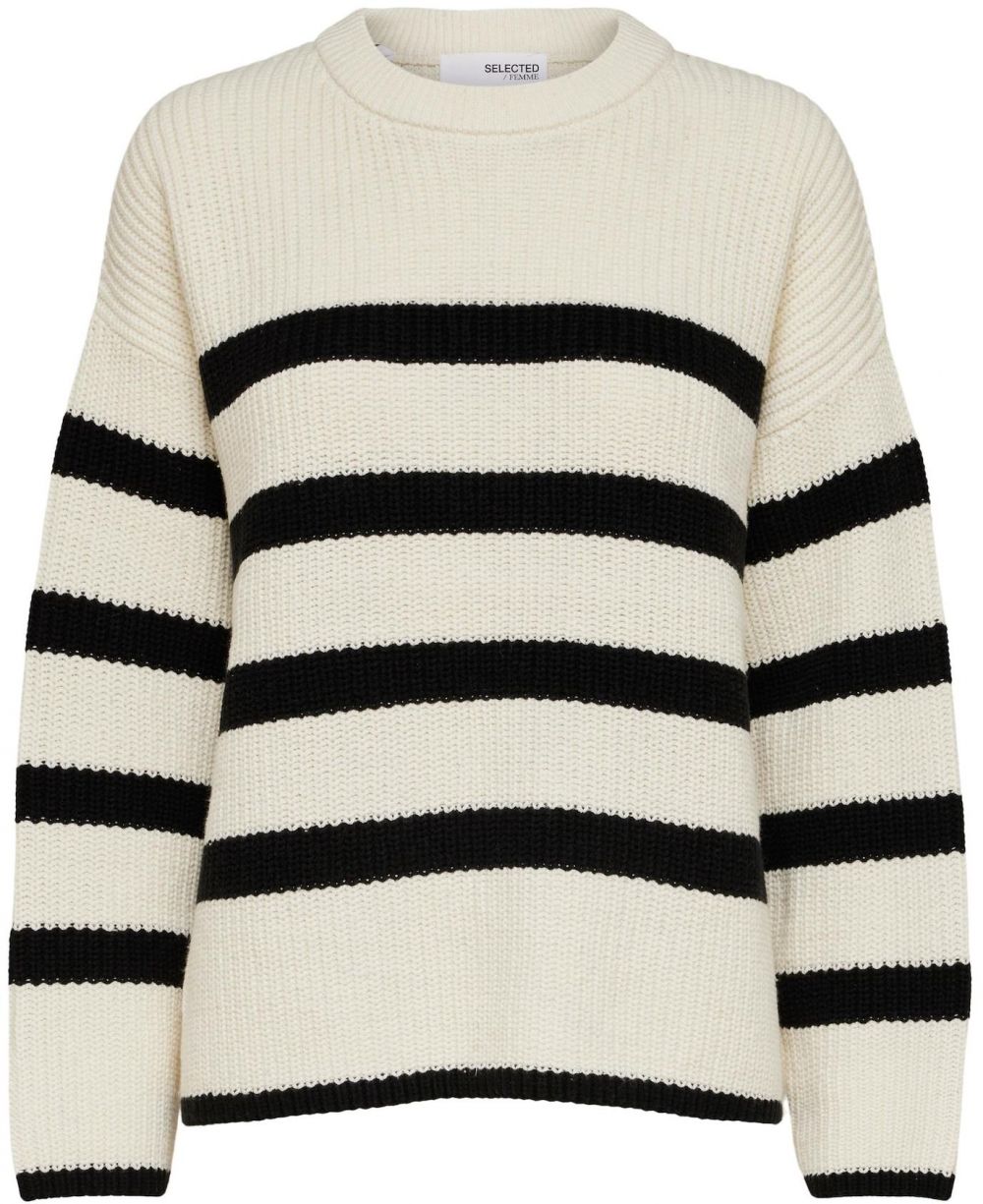 SELECTED FEMME Sveter 'SLFBloomie'  čierna / biela