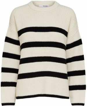 SELECTED FEMME Sveter 'SLFBloomie'  čierna / biela