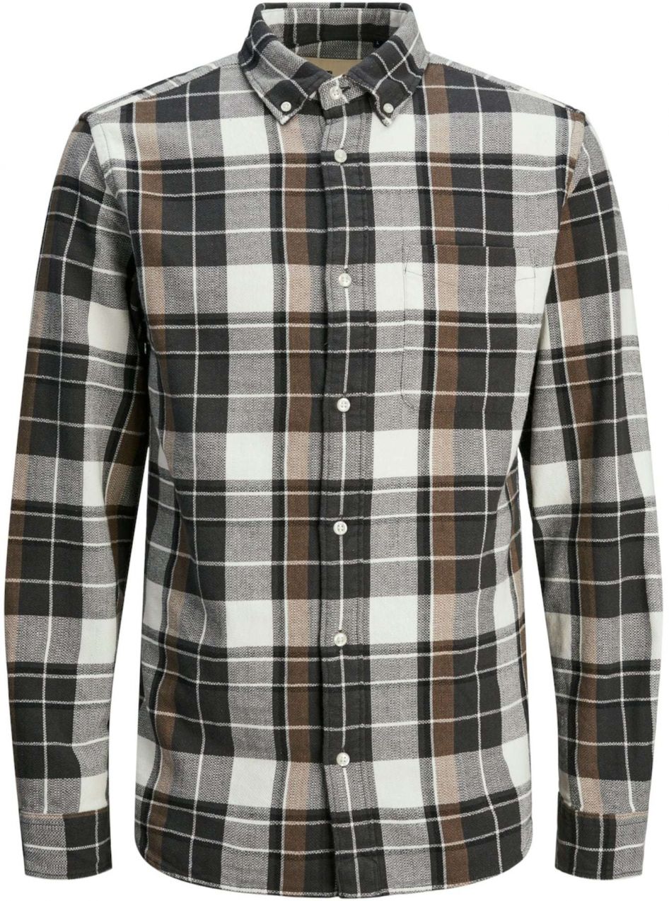 JACK & JONES Košeľa 'JPRBLUBrook'  hnedá / sivá / čierna / biela