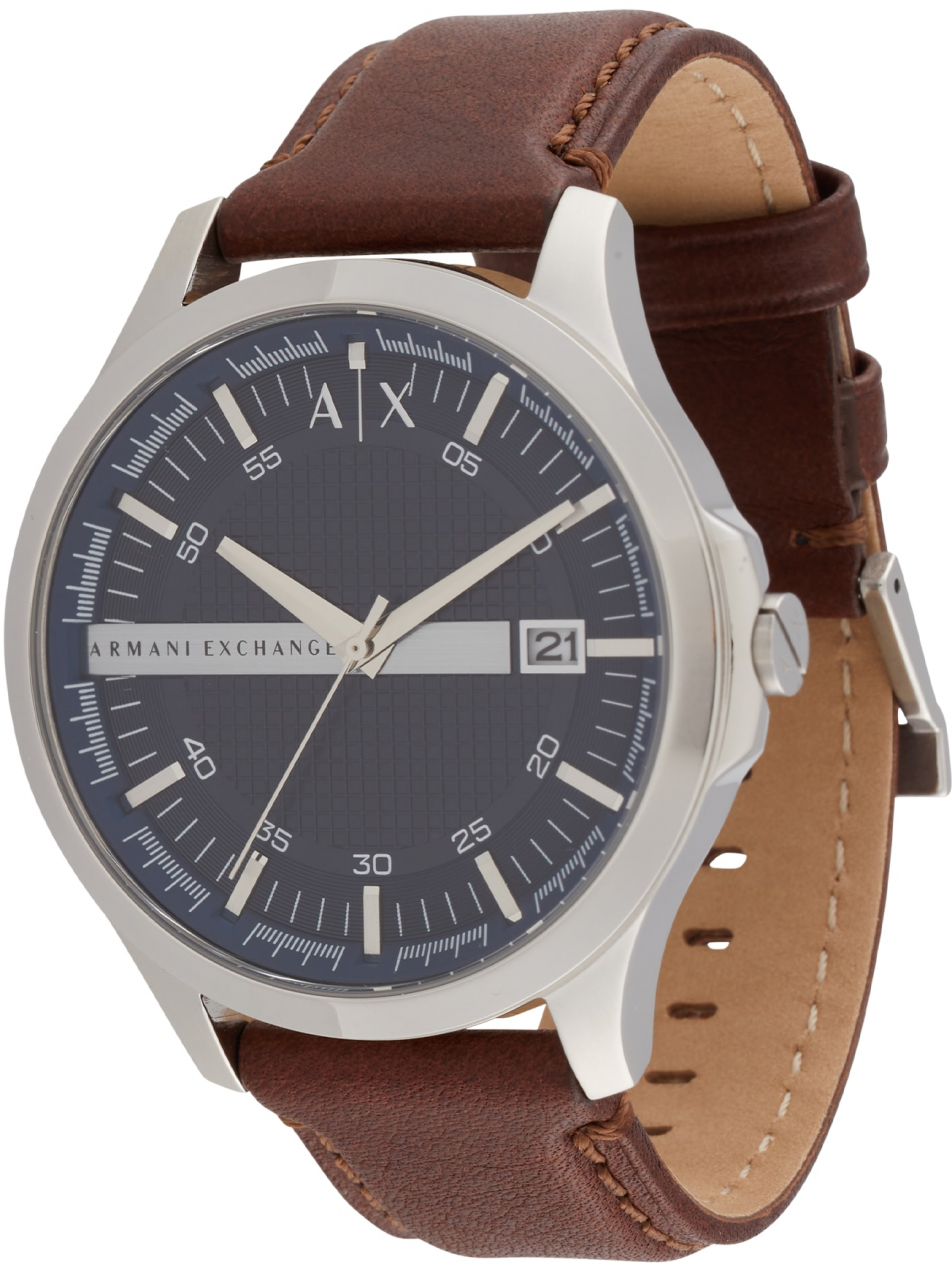 ARMANI EXCHANGE Analógové hodinky  tmavomodrá / hnedá / strieborná