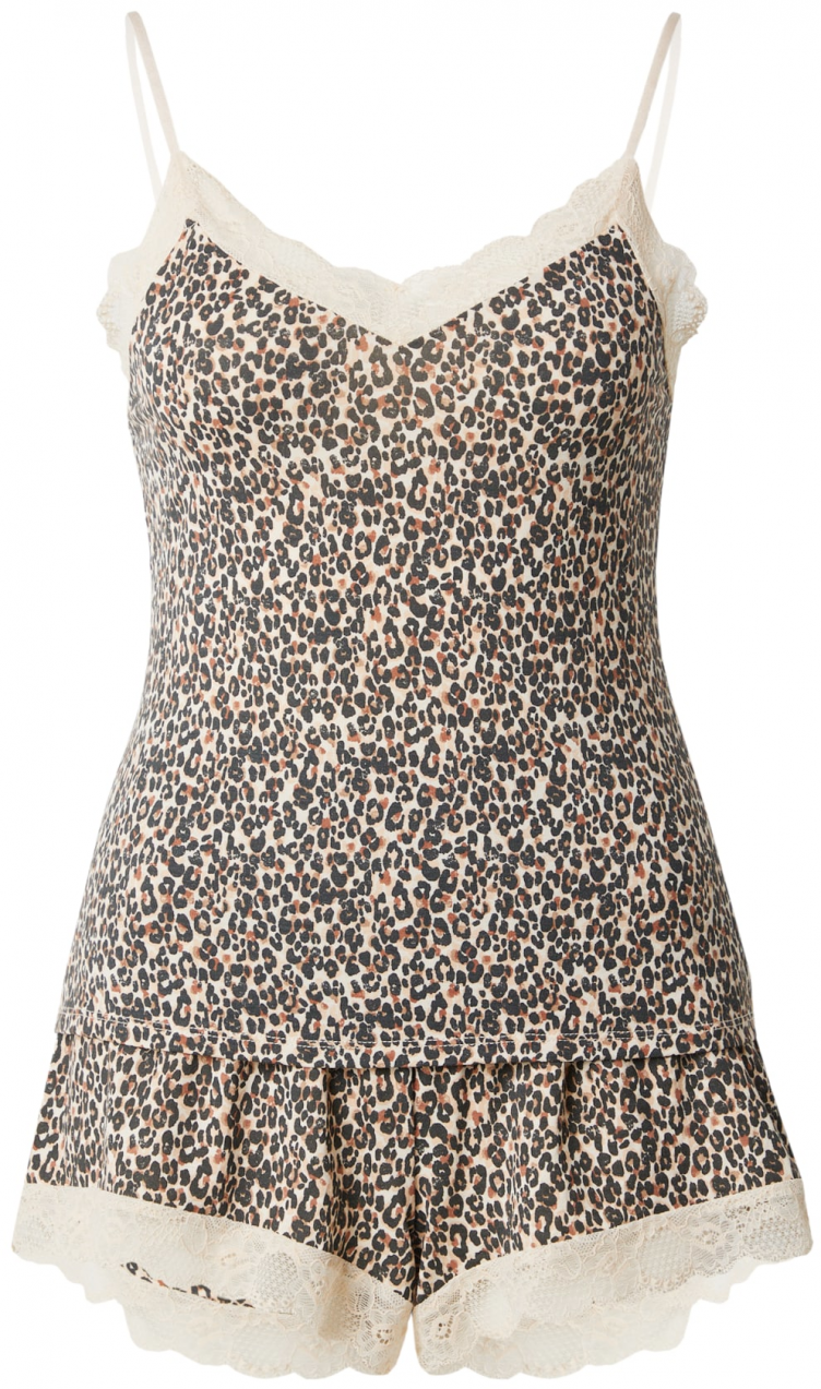 Hunkemöller Pyžamo 'Cami'  béžová / svetlohnedá / čierna