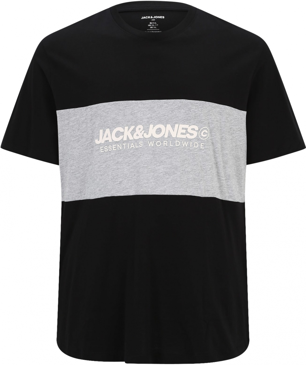 Jack & Jones Plus Tričko  sivá / čierna / biela