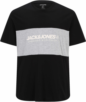 Jack & Jones Plus Tričko  sivá / čierna / biela