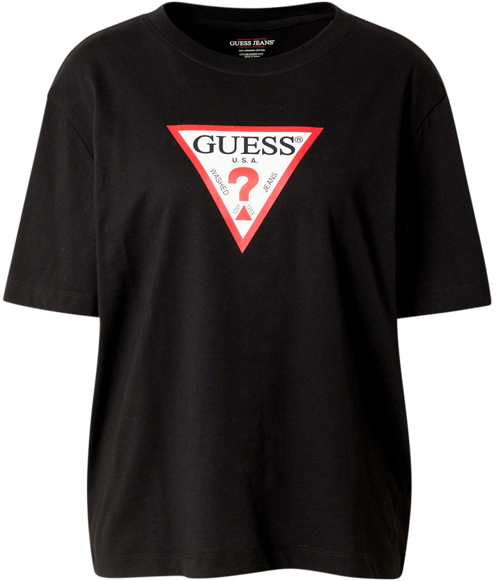 GUESS JEANS Tričko 'ICONIC'  červená / čierna / biela
