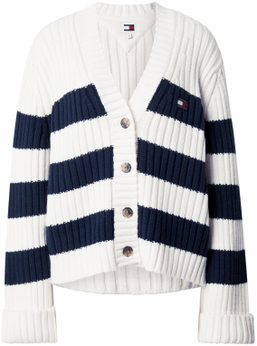 Tommy Jeans Kardigán  námornícka modrá / červená / biela