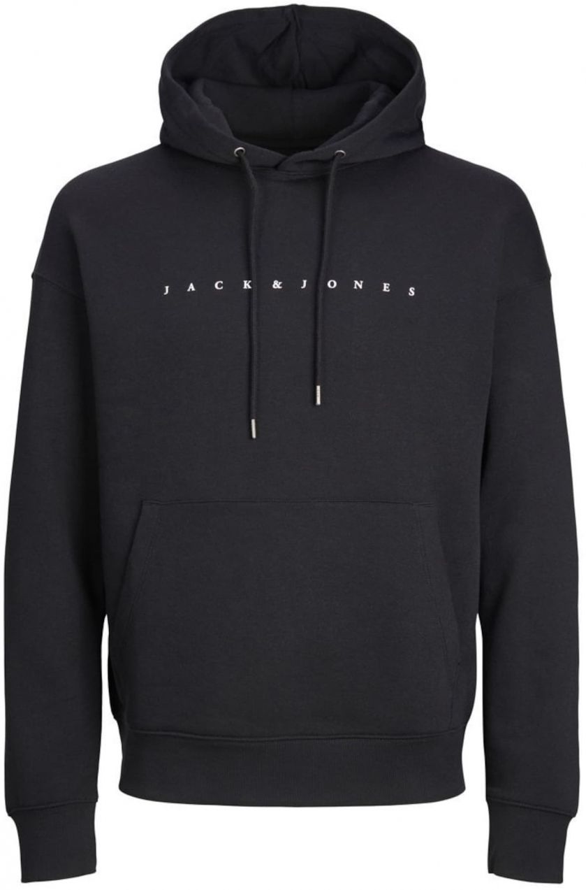 Jack & Jones Plus Mikina 'JJEStar'  čierna / biela