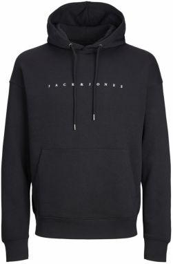 Jack & Jones Plus Mikina 'JJEStar'  čierna / biela