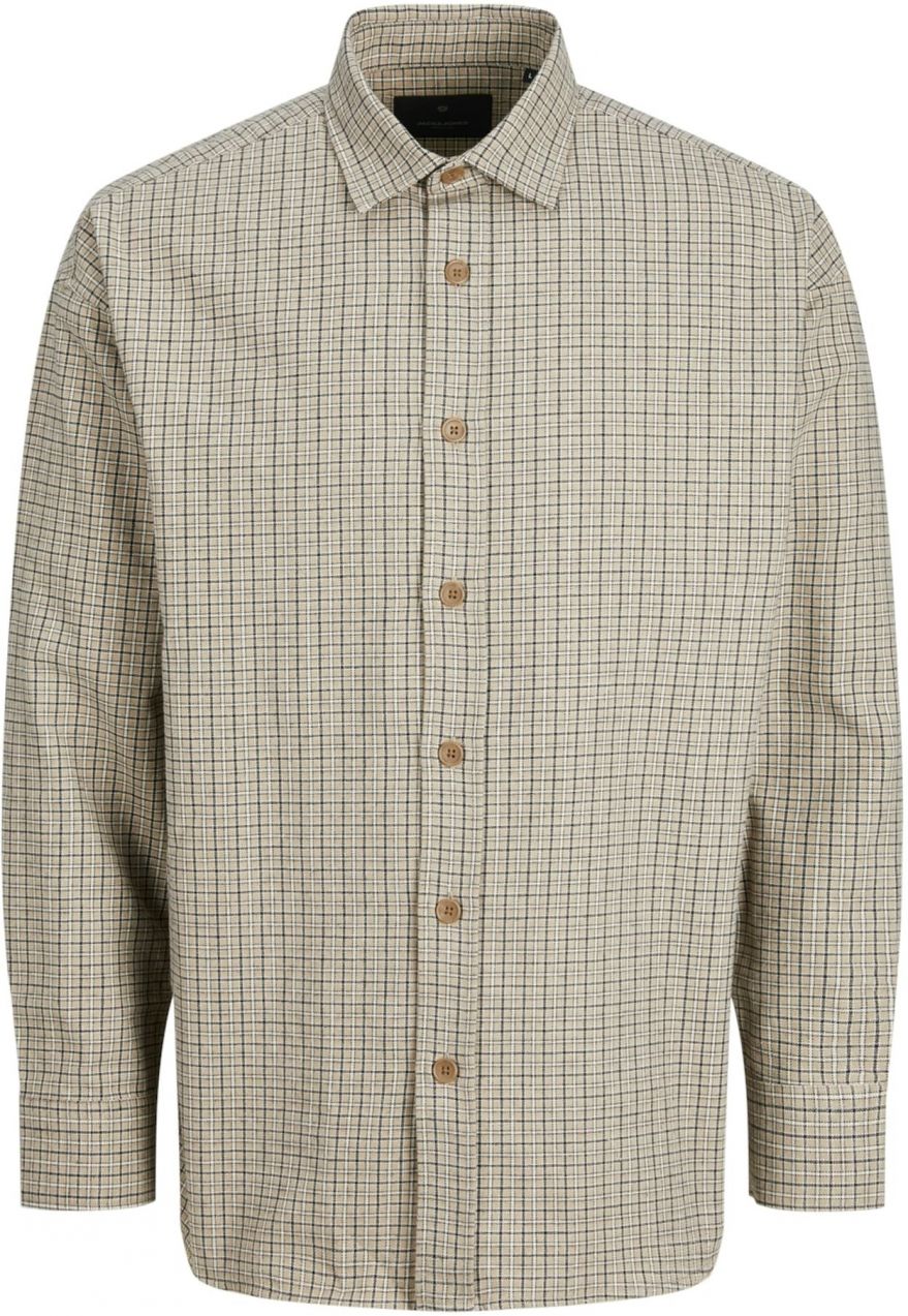 JACK & JONES Košeľa 'JPRBLAbradfort'  sivobéžová / čierna / biela