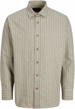 JACK & JONES Košeľa 'JPRBLAbradfort'  sivobéžová / čierna / biela