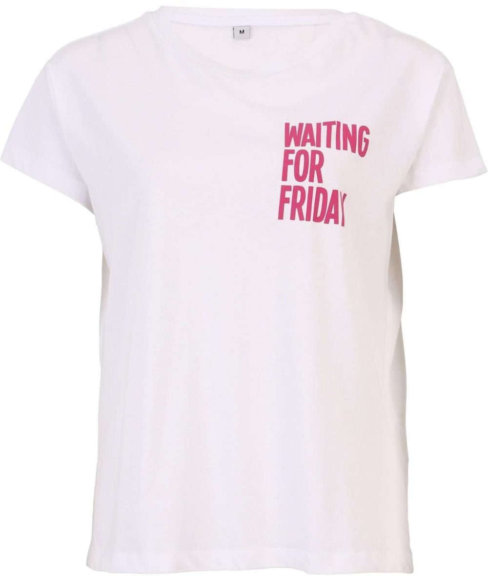 Mister Tee Tričko 'Waiting For Friday'  ružová / biela
