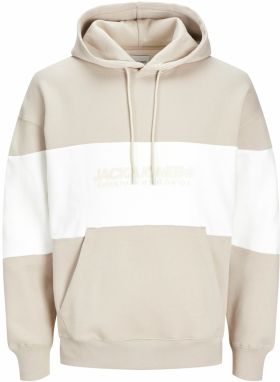 JACK & JONES Mikina 'JJELegacy'  béžová / biela