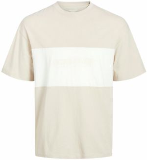 JACK & JONES Tričko 'JJELegacy'  tmelová / prírodná biela