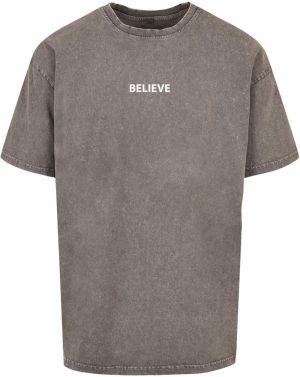 Merchcode Tričko 'Believe Front'  sivý denim / biela