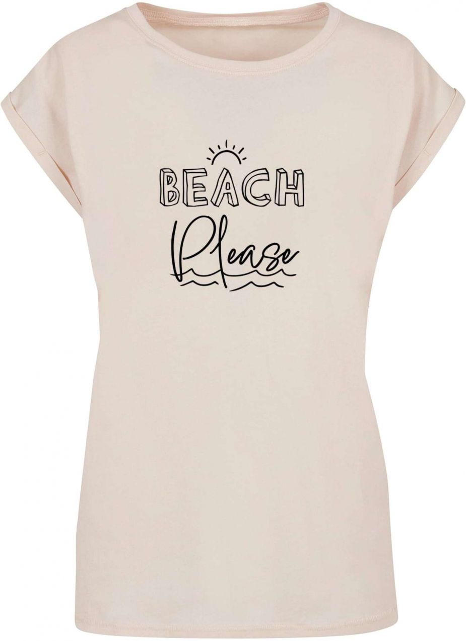 Merchcode Tričko 'Beach Please'  svetlobéžová / čierna