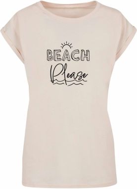 Merchcode Tričko 'Beach Please'  svetlobéžová / čierna