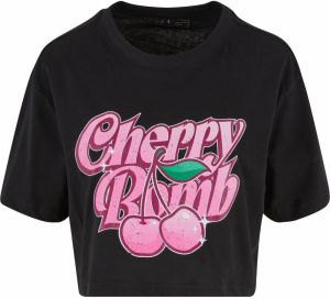 Miss Tee Oversize tričko 'Cherry Bomb'  zelená / ružová / čierna / biela