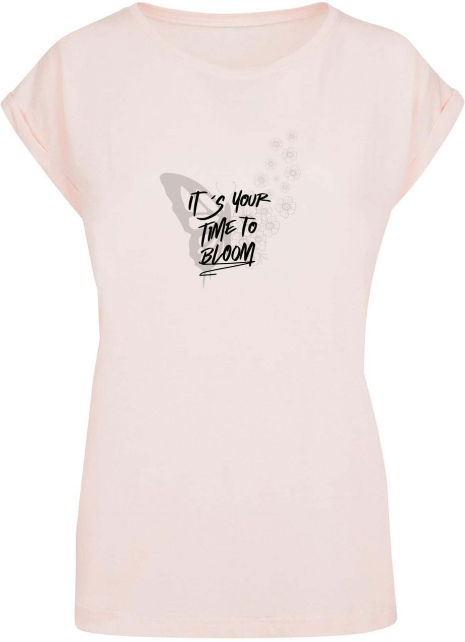 Merchcode Tričko 'Its Your Time To Bloom'  sivá / púdrová / čierna