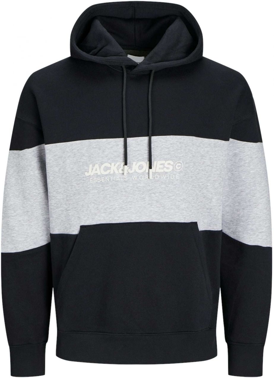 JACK & JONES Mikina 'JJELegacy'  sivá melírovaná / čierna / biela