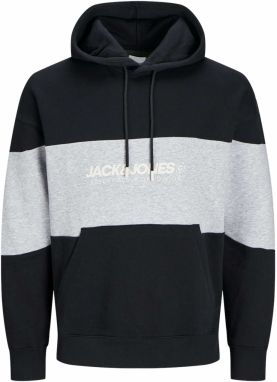JACK & JONES Mikina 'JJELegacy'  sivá melírovaná / čierna / biela